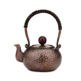 300/500 ML Handmade Small Copper Pot Vintage Red Copper Teapot Handle Hammer Point Small Bubble Pot Copper Tea Set