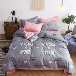 Bedding Sets Grey 4pcs Girl Boy Kid Bed Cover Set Cartoon Duvet Adult Child Sheets And Pillowcases Comforter