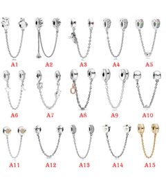 NEW 925 Sterling Silver Fit Charms Bracelets Safe Chain Rainbow Love Heart Crown Gold Charms for European Women Wedding Original Fashion Jewelry8090625