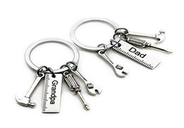 50pcslot New Stainless Steel Dad Tools Keychain Grandpa Hammer Screwdriver Keyring Father Day Gifts1 85 W27856422