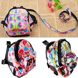 Cat Carriers Backpack Travel Carrier Cartoon Pattern Pet Bag For Dog Puppy With Leash