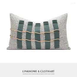 Pillow Green Leather Striped Cover Knitted Solid Waist Case Nordic Luxury Sofa Pillows Home Decor Living Room S