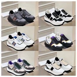 Multi material patchwork of cowhide with contrasting Colours men women thick soled lace up sports fashionable and versatile casual shoes