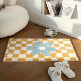 Carpets Ins Nordic Style Home Bedroom Door Carpet Cartoon Black And White Lattice Balcony Toilet Bathroom Non-slip Absorbent Foot Mat