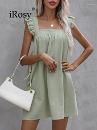 Party Dresses 2024 Summer Sexy Mini Strap Linen Female Casual Club Vacation Beach Outfit For Women Green Ruffle Maternity Dress