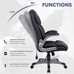 Chair High Back Executive Office Chair- Ergonomic Home Computer Desk Leather Chair With Padded Flip-up Arms Chairs Free Shipping