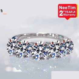 Wedding Rings Neetim 5Mm 6.5Mm Fl Moissanite Ring For Women S925 Sterling Sier Eternity Sparkling Diamond Band Jewellery Gra Drop Deliv Dh79G