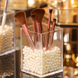Make Up Organizer Plastic Makeup Brush Pot Storage Acrylic For Cosmetics Holder Desk Cosmetic Storage Container