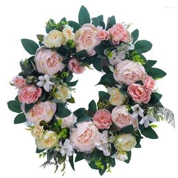 Decorative Flowers AT35 Artificial Peony Wreath Spring For Front Door Wedding Wall Window Indoors Party Farmhouse Home Decor