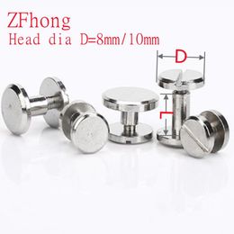 10sets Head Dia 8mm 10mm brass with nickel Flat Cap Solid Brass Chicago Belt Screw Nail Stud Rivets