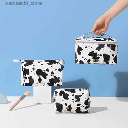 Cosmetic Bags PU Cow Women Portable Cosmetic Bag Multifunction Waterproof Toiletries Organize Storage Handbag Female Travel Makeup Bags L49