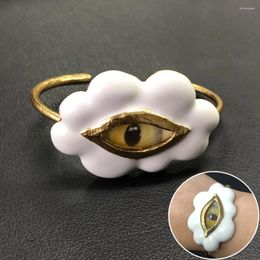 Bangle Women Vintage Cloud Demon Eye Bracelet Open-End Girl's Metal Charms Jewelry Party Costume Accessory Gift