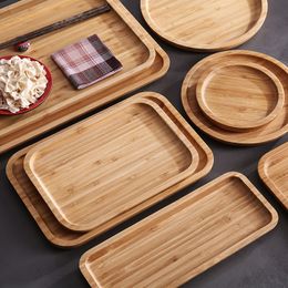 Multi Size Bamboo Tray Wood Saucer Flower Pot Tray Cup Pad Coaster Plate Kitchen Decorative Plate Creative Tea Coffee Cup Mat