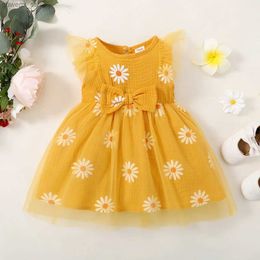 Girl's Dresses Kid Clothing Baby Girl Dress Flowers Sleeveless Party Dresses Sweet Gauzy Summer Dress Princess Dress For Child Girl 1-5 Years Y240412