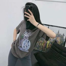 Women's Hoodies & Sweatshirts Spring/summer Fashionable Niche Trendy Brand Casual Style Cute Cat Digital Print Loose Short Sleeved T-shirt for Women