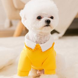 Yellow Sunflower Pet Hoodie Puppy Autumn Thin Pullover Lapel Satchel Two Leg Clothes Teddy Warm Winter Clothing