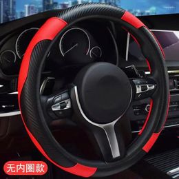 Steering Wheel Covers Automobile Cover Elastic Carbon Fiber Leather Four-season Universal Handlebar Without Inner Ring 528i