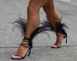 show fashion sandals genuine leather feather stiletto heel shoes2569452