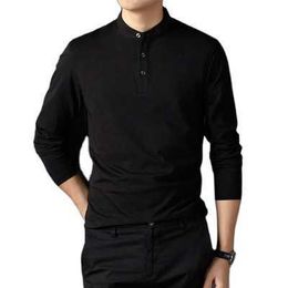 Hot Selling Solid Colour Stand Collar Pullover Round Neck Long Sleeve Casual Loose Men T-shirts