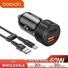 Toocki Car Charger 50W Quick Charge USB A to Type C Cable 66W for iPhone 11 12 13 14 Xiaomi Poco Samsung Fast Charger Charging