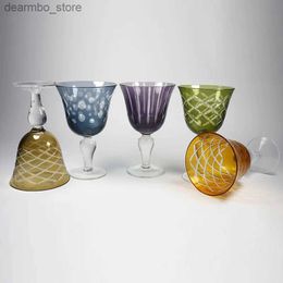 Wine Glasses New Desin Creative European Style Vintae Hand-carved Crystal lass Red Wine oblets L49