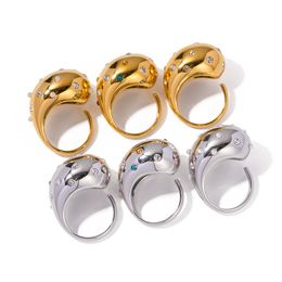 Trendy 18K Gold Stainless Steel Statement Ring Bold Design High-End European American Luxury