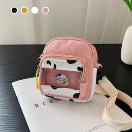 Shoulder Bags Canvas Women's Wallet Bag Cow Print Cute Small Square For Girls School Transparent Handbags