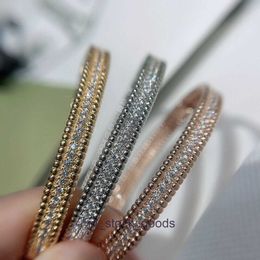 High end designer bangles for vancleff High version V-gold narrow edition bead full diamond bracelet classic full diamond bracelet Original 1:1 With Real Logo