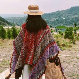 Women's Cape Autumn and Winter Ethnic Scarf Tourism Website Red Cloak Dressed in Great Northwest Prairie Dual Purpose Shawl Thick Blanket