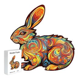 Rabbit shape Wooden Puzzle Beautiful A3 A4 A5 3D model Wooden home decor Holiday gift puzzle Adult entertainment decompression