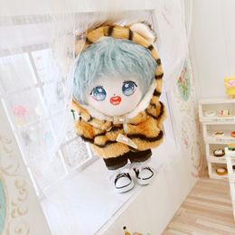 Kawaii Doll Clothes for 20cm Cute Tiger Coat Pants Suit Plush Boy Idol Dolls DIY Clothing Accessory Toys for Girls Kids Gifts