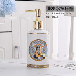 Designer Hotel Ceramic Hand Sanitizer Bottle High-Grade Golden Shower Gel Fire Extinguisher Bottles Pump Bottle Lotion Bottles European Cross-Border