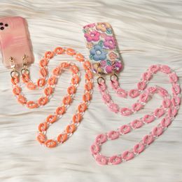 New Phone Accessory Detachable Chain Candy Crossbody Luxury Phone Case Chains Acrylic Shoulder Lanyard Cell Mobile Patch Strap