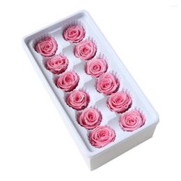 Decorative Flowers 12 Pcs/Box Preserved Flower Light Pink Roses Immortal Gift Wedding Small