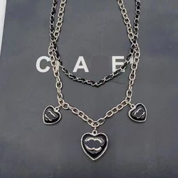 Boutique Stainless Steel Material Necklace Brand Designer Three Peach Heart Double Layer Necklaces High Quality Jewellery Fashion Girl Necklace With Box Party