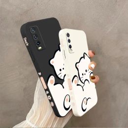 White Cloud Cat Silicone Phone Case For VIVO Y20 Y21 Y22 Y33 Y20i Y20S Y35 Y30 Y33T Y76 Y12S Y15 Y50 Y91 Y21 V23 V23E V21 Cover