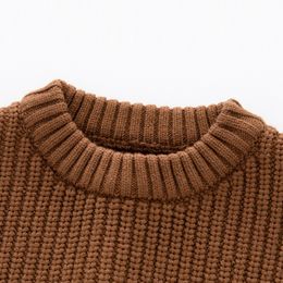 Toddler Baby Knit Sweater Scoop Neck Long Sleeve Stretchy Pullover Sweatshirt Top Warm Knitwear Boys Girls Fall Winter Clothes