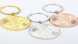 Coin Keychain Gold Plate BTC Token Key Chain Novelty Party Favour Metal Keyring Commemorative Souvenir Gift5464088