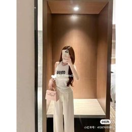 Two Piece Dress M23 Summer Heavy Industry Letter Water Diamond Style Slim Pure Desire Wind Wool Blended Knitted Hanging Neck Tank Top