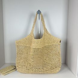 Torba designerska moda raffias słomkowe torby na ramię luksusowe torebki Kobiety duża iCare Maxi Beach Bag 3 Kolor luksusy Najwyższa jakość TOTE z metalową torebką literową YB98