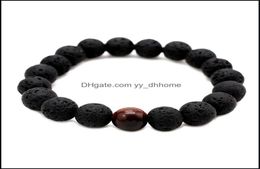 Beaded Strands Bracelets Jewellery Fashion Men Lava Beads Black Volcanic Rock Tiger Eyes Energy Stone Handmade Buddha Prayer Beaded 9858927