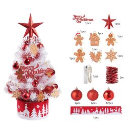 Mini Tabletop Christmas Tree with Lights and Ornaments forXmas DIY Decoration