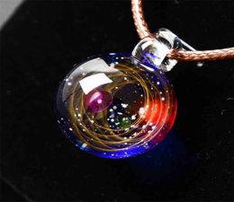 BOEYCJR Universe Glass Bead Planets Pendant Necklace Galaxy Rope Chain Solar System Design for Women 2107211875400