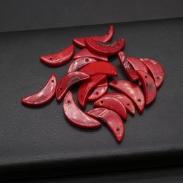 2PCS Crescent Shaped Sea Bamboo Red Coral Pendant Beads Charm Jewellery Making DIY Necklace Earrings Accessories Gift