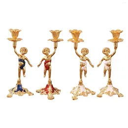 Candle Holders European Candlestick Kid Holds Gold Plated Holder For Christmas