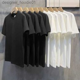 Men's Hoodies Sweatshirts Summer basic black and white top tee 100% pure cotton short sleeved oversized soft O-neck Harajuku T-shirt S-5XL C240412