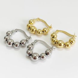 Hoop Earrings Round Bead Female Fashion Accessories Jewellery Party Wedding Gifts Prevent Allergy