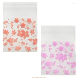 Storage Bags 100 Pcs Moon Cake Packaging Bag Self-adhesive With Printing Exquisite Flower Shape Candy Cookies Bakery Gift