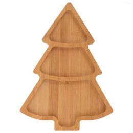 Dinnerware Sets Christmas-tree Tray Plate Bamboo Appetizer Plates Shaped Dish Dessert Xmas Fruit Snack