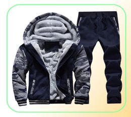 WholeMen Sweatshirts Suits Winter Warm Sport Tracksuit Fashion Hoodies Casual Mens Sets Clothes Cool Track Suit D626010205